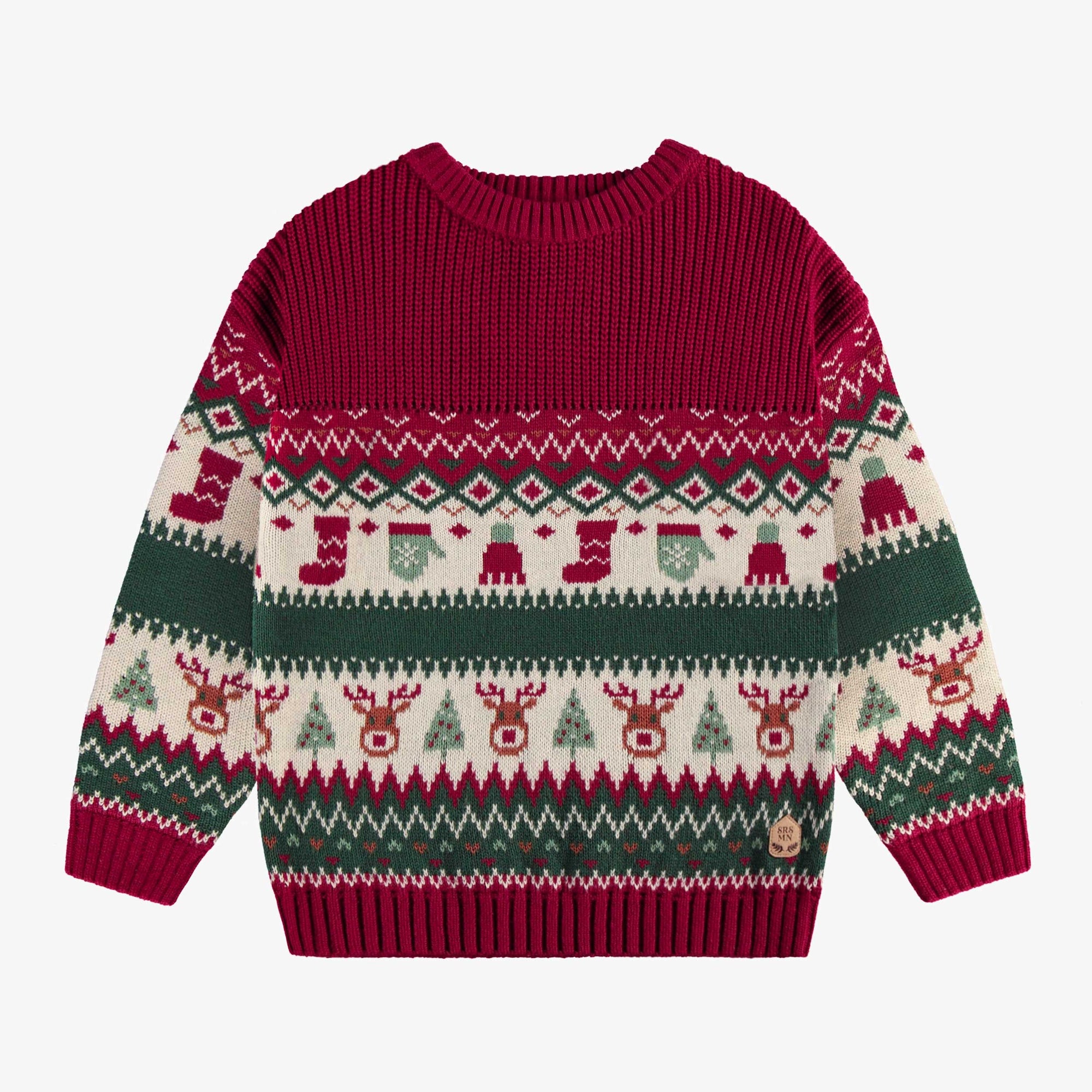 Chandail de maille à motifs des fêtes, enfant || Knit sweater with holiday all over print, child