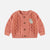 Cardigan de maille orange à détails torsadés, naissance || Orange knit cardigan with twisted details, newborn