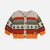 Cardigan de maille crème à rayures orange et vertes, naissance || Cream knit cardigan with orange and green stripes, newborn